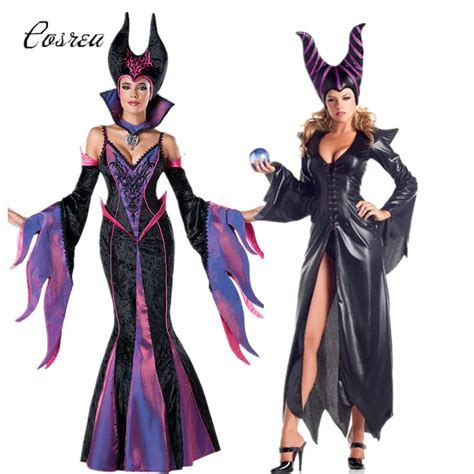 Maleficent Cosplay Costume Pu Leather Movie Maleficent Halloween Party Fancy Dress For Women