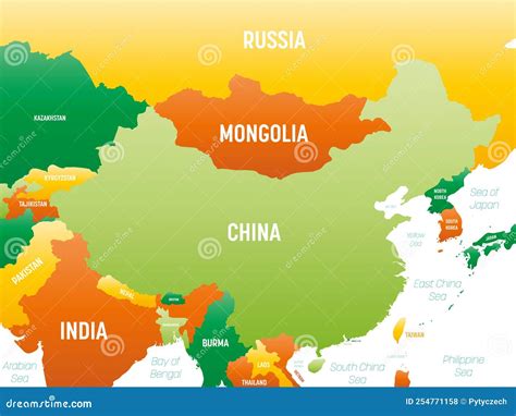 China Detailed Political Map With Lables Stock Vector Illustration Of