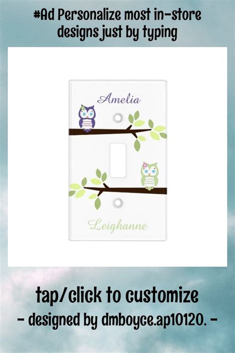 Purple Green Whimsical Owl Twin Girls Light Switch Zazzle Whimsical