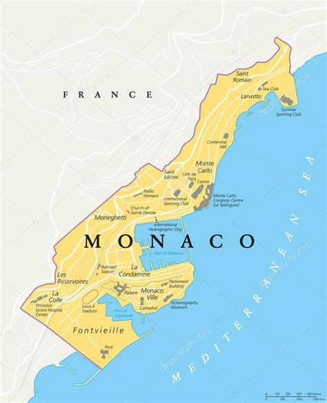 Monaco Political Map Illustrator Vector Eps Maps Eps Illustrator Map