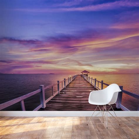 You also don't have to paint the hot air balloon silhouettes if you just want to focus on the sunset painting. Thailand Pier Sunset Wall Mural