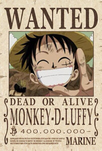 Luffy Wanted Poster One Piece Pinterest Anime And Manga