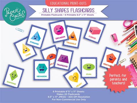 Printable Silly Shapes Flashcards Diy Great For Parents Or Etsy