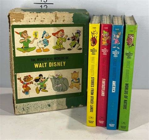 Early Set Of Walt Disney Books The Wonderful Worlds Of Walt Disney 1965 Box Is Wore Hash