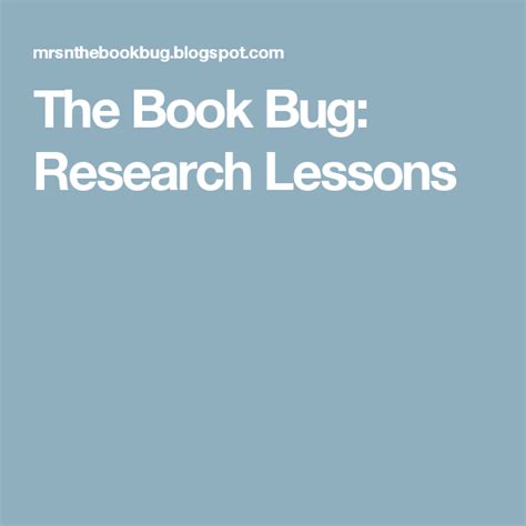 The Book Bug Research Lessons
