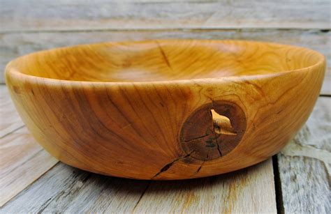 Wooden Centerpiece Bowl Cherry Rustic Bowl Hand Carved Bowl