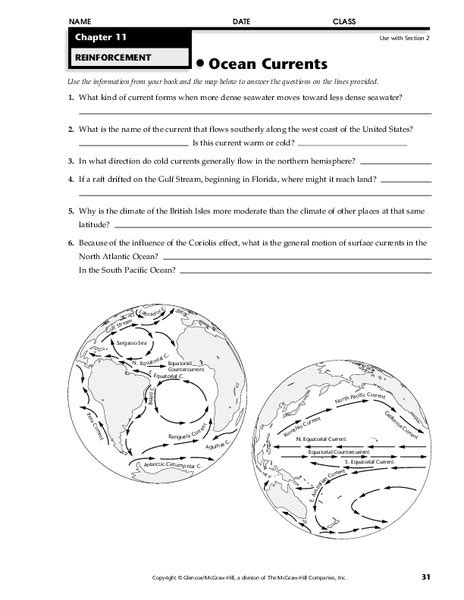 Ocean Currents Worksheet For 5th 12th Grade Lesson Planet