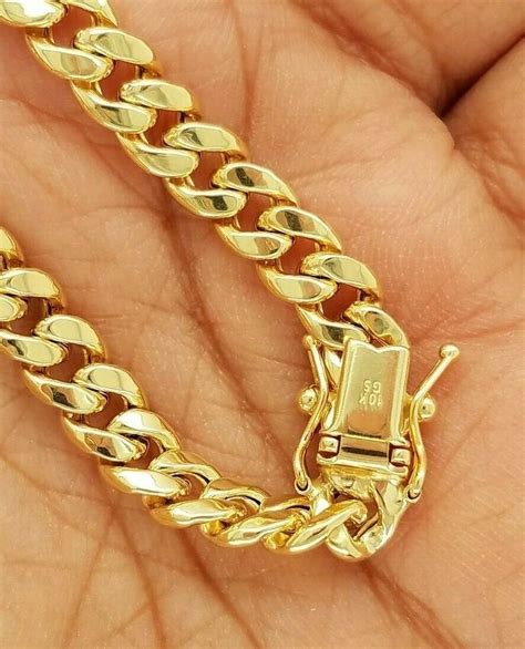 10k Yellow Gold Cuban Link Bracelet Anklet 8 Inches 6mm Thick Etsy