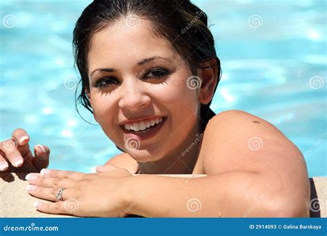 Girl In A Pool Stock Image Image Of Ethnic Laughing 2914093