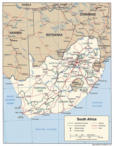 Large Elevation Map Of South Africa With Roads Railroads Cities And