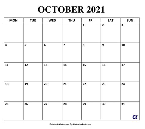 Free Printable October 2021 Calendar 8 Pages Calendarkart October