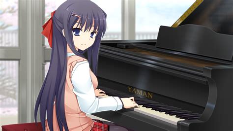 Papéis De Parede Blue Hair Anime Girl Play Piano 2560x1440 Qhd Imagem