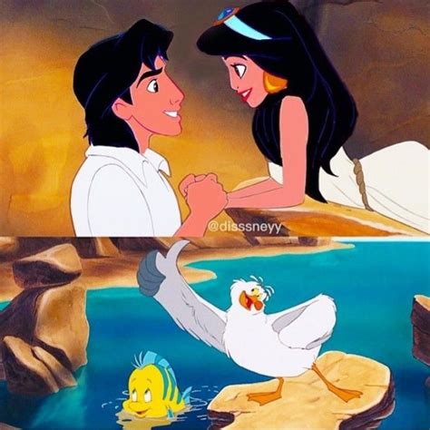 Princess Jasmine As Ariel And Aladdin As Prince Eric In The Little Mermaid Disney Cartoon