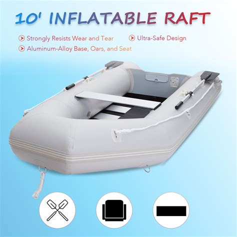 Preenex 10 Ft. Portable Inflatable Boat 4 Person Heavy Duty 990 Lb