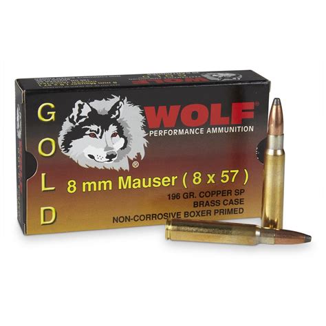 Wolf Gold 8mm Mauser Sp 196 Grain 20 Rounds 24514 8mm Ammo At