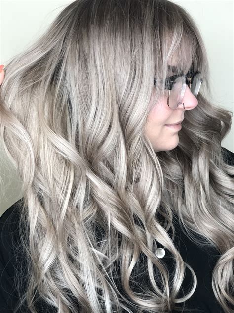 Gray Ash Blonde Done With Color Touch From Wella Root Smudge Lowlights And Tone Grey Hair