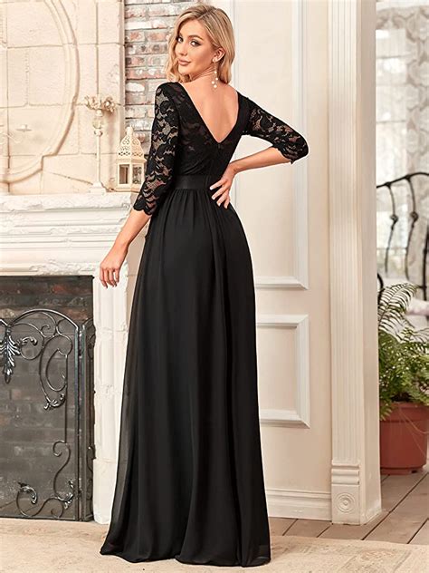 Black Lace Bridesmaid Dresses With Sleeves
