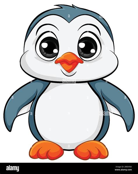 A Cartoon Illustration Of A Cute Baby Penguin Isolated On A White
