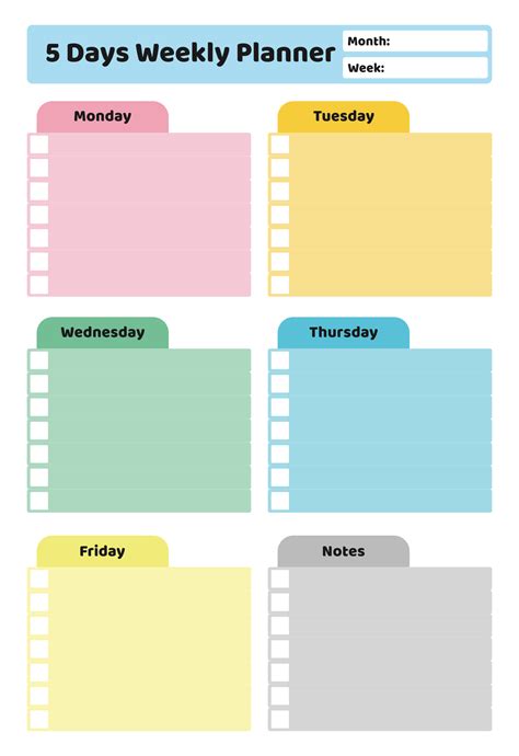 7 Day Planner Template New 7 Best Of 5 Day Work Week Monthly Calendar