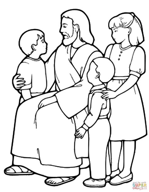 The Little Children And Jesus Coloring Page Free Printable Coloring Pages