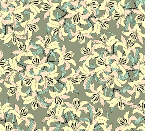Floral Seamless Pattern Flower Yellow Lilies Bouquet Stylish Drawn