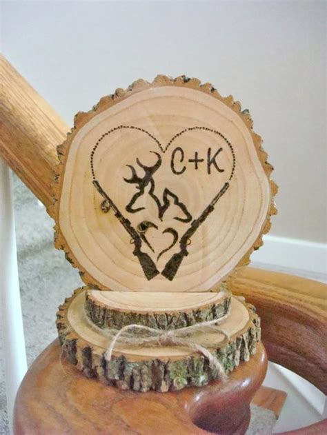 Rustic Wedding Cake Topper Personalized Wood Deer Couple Hunter Heart