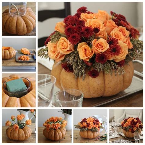 Diy Pumpkin Vase Thanksgiving Centerpiece Pictures Photos And Images