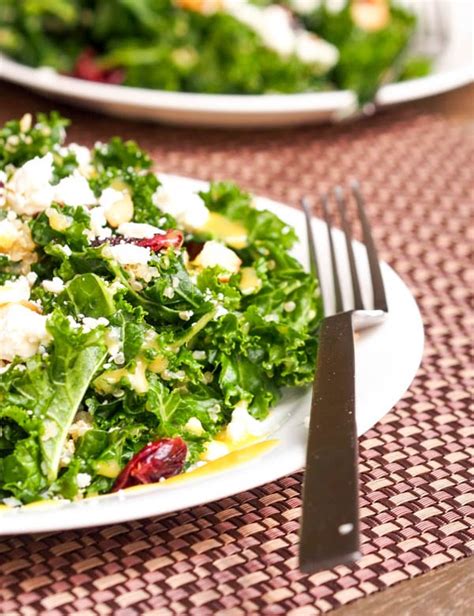 Massaged Kale Salad With Quinoa Cranberries And Feta Gf