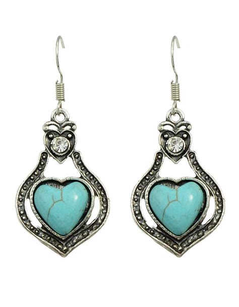 Turquoise Heart Shape Drop Earrings Turquoise Heart Earrings Women S