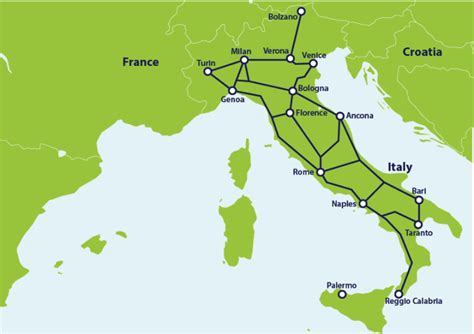 イタリア鉄道旅行料金105 イタリアの鉄道路線 Eurail com