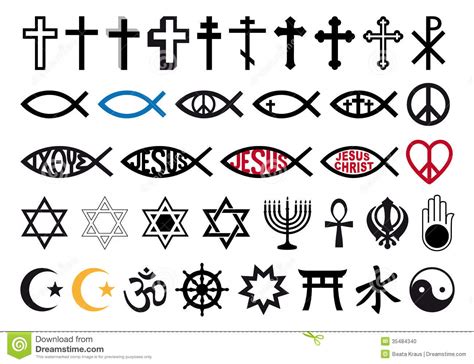 Religious Symbols Religion Signs Vector Set Stock Vector