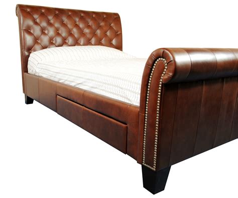 Schreiber Benedict Premium Leather Chesterfield Style Double Bed Frame