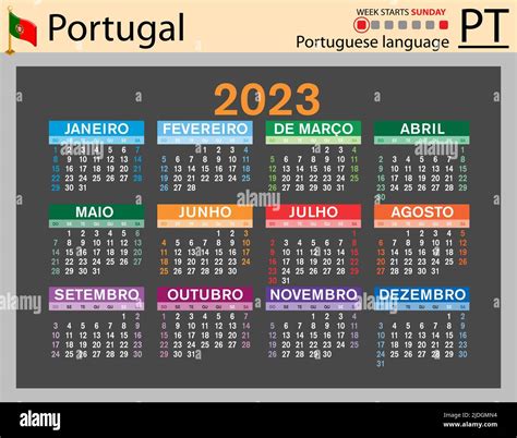 Portuguese Horizontal Pocket Calendar For 2023 Two Thousand Twenty