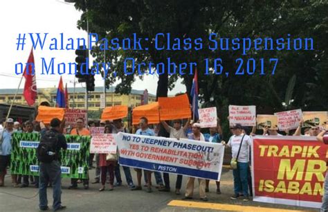 Walangpasok Updated Class Suspensions On Monday October 16 2017 Attracttour