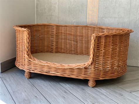 Large Luxury Handmade Natural Wicker Oval Dog Bed Willow With Etsy