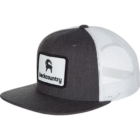 Backcountry Flat Brim Patch Trucker Hat Heather Charcoal And White
