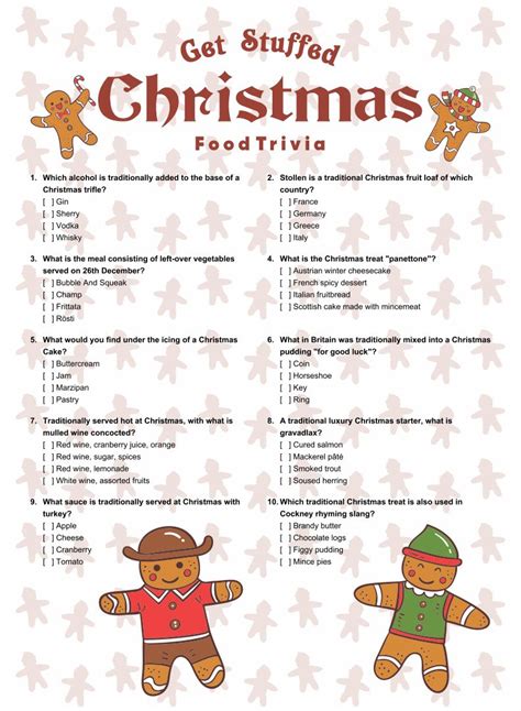 Christmas game for kids printable. 7 Best Printable Food Trivia Questions - printablee.com
