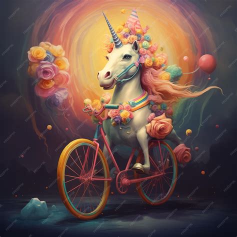 Premium Ai Image Illustration Of Unicorn Riding A Bicycle