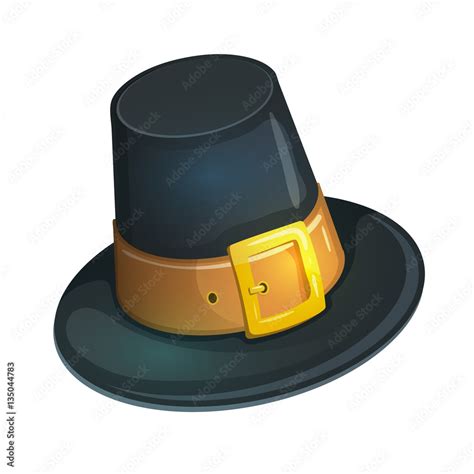 colorful cartoon illustration of pilgrim hat with buckle thanksgiving day symbol vector stock
