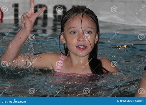 Girl Child In Pool Stock Image Image Of Playing Face 100356135