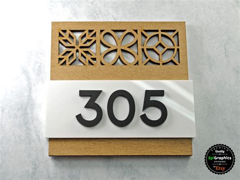 Room Number Sign Made Of Wood And Acrylic For Hotel Signage Etsy