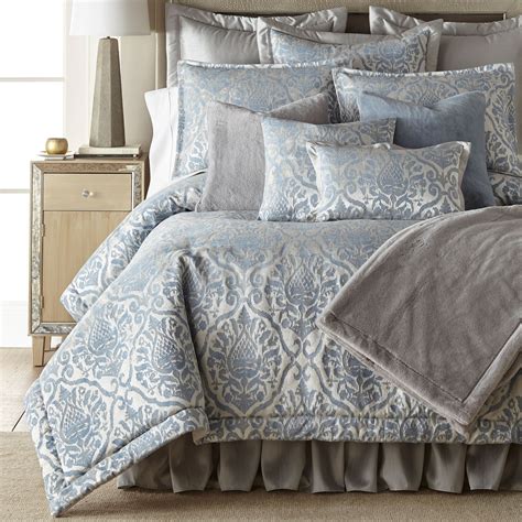 Belmont Medallion Light Blue And Silver Mini Comforter Set By Thread