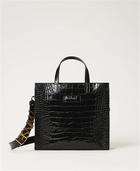 Medium Leather Twinset Bag Shopper Woman Black Twinset Milano