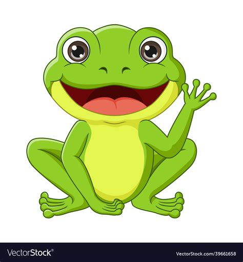 Cute Frog Cartoon Waving Hand Royalty Free Vector Image
