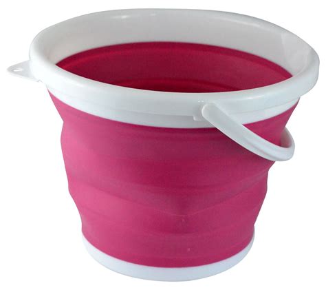 Silicone Collapsible 265 Gallon Bucket Pink Camp Car Clean Compact