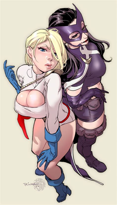 Huntress And Power Girl Posing Justice League Lesbians