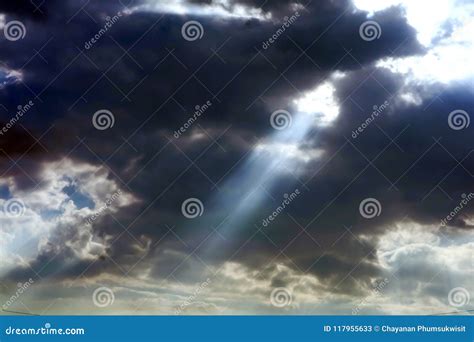 Ray Of Sunlight From Cloud To Earth Concept God Bless T Lu Stock