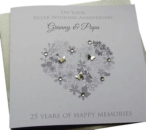 Personalised Handmade Silver 25th Wedding Anniversary Heart Card £399
