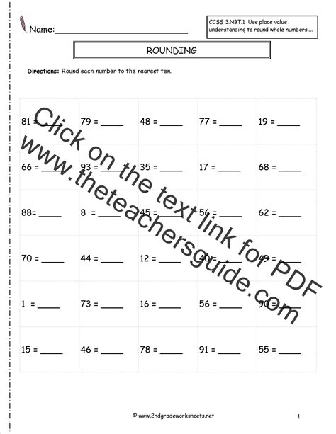 Rounding Whole Numbers Grade 5 Worksheet Rounding Worksheets 4th
