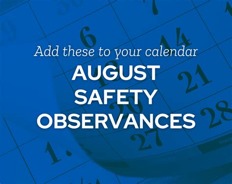 August Safety Observances To Add To Your Calendar Kpa